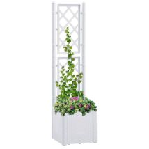 Torana - Lit surélevé de jardin et treillis et système d'arrosage Blanc