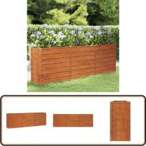 Lit surélevé de jardin rouillé 240x40x77 cm acier corten - Jardiniere Acier Corten - Pot De Fleurs Extérieur - Bac Acier - Plante Grimpante