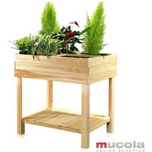 Lit surélevé en bois + 4 compartiments, table de plantation jardin lit planteur stand de fleurs