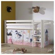 Lit Mi-Hauteur 90x200 sommier inclus housse Fairy Vipack Pino Blanc