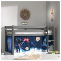 Lit Mi-Hauteur 90x200 sommier inclus housse Space Vipack Pino Gris