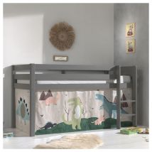Lit Mi-Hauteur 90x200 sommier inclus housse Dino Vipack Pino Gris