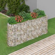 Doc&et² - Jardinière de jardin - Balconnière à fleurs Lit surélevé à gabion Fer galvanisé 260x50x100 cm BV178899 - BonneVie - Argent