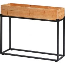 Jamais utilisé] Jardinière sur pied HHG 482, bac à fleurs bac à légumes, bois-acier 62x80x16cm, châssis noir, teinte naturelle