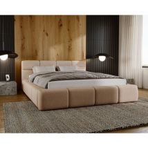 Emporius - Lit adulte 160x200 Oslo - Lit Double, Lit de Chambre à Coucher - Sommier à lattes, Tête de Lit & lit avec rangement - Marron (Solar 12)