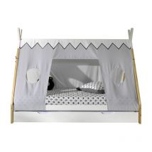 Lit tipi 90x200 sommier housse et tiroir inclus Vipack Blanc