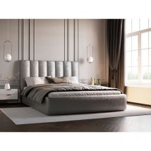 Lit 140x200 Velor - Gris Clair (Ikoo 19)