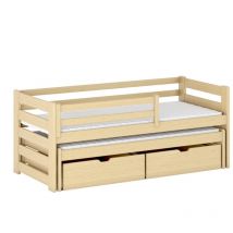 Lit Vista 113, Pin, Unique, Simple avec un lit gigogne supplémentaire, 90x190, 90x200, Bois, Sommier à lattes, 96x206x78cm