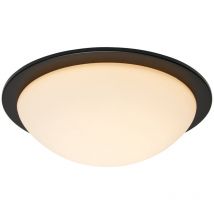 Litecraft - Arwel led Bathroom Glass Dome Flush Ceiling Light - Matte Black