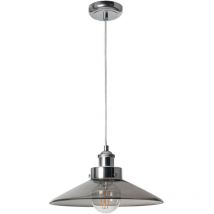 Litecraft Ceiling Pendant 1 Light With Smoke Tint Glass Shade - Polished Chrome