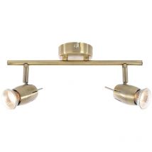 Frank Spotlight Bar Ceiling 2 Arm With led Bulbs - Antique Brass - Litecraft