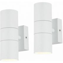 Litecraft - Kenn Wall Light Outdoor Up & Down IP44 Rated Fitting in White - 2 Pack