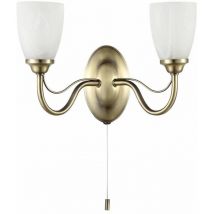 Litecraft - Madrid Wall Light 2 Arm With Frosted Glass Shades - Antique Brass