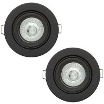 Litecraft - Recessed Downlight Fire Rated Tiltable Spotlight Matte Black - 2 Pack