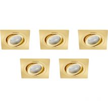 Recessed Downlight Tiltable Square Spotlight in Satin Brass - 5 Pack - Litecraft