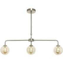 Litecraft Sitara Ceiling Pendant 3 Light With Tiinted Glass Shade - Satin Nickel