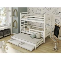 LITERA JUVENIL DE MADERA NASU - Blanco - 80 x 180