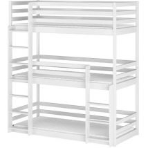 Befara - litera triple de madera maciza kaya - Blanco - 90 x 200