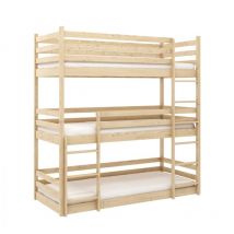 Befara - litera triple de madera maciza kaya - Natural - 90 x 190