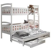 Mobilier1 - Litera Vista 103 , De dos pisos, Litera con cama extra, 90x200, 90x190, Madera, Somieres, 96x208x164cm