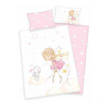 Literie coton 100x135 Petite Fée blanc rose pour lit enfant H23