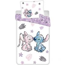 Literie coton 140x200 Lilo et Stitch blanc violet taie d'oreiller 70x90 23 août