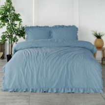 Literie en coton BLEU/220X200 STONEWASHED