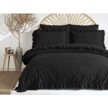 Literie en coton NOIR/220X200 STONEWASHED