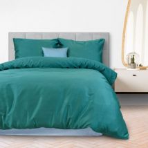 Literie en satin de coton TURQUOISE FONCÉ 042/160x200