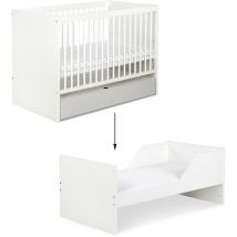 DALIA Lit évolutif bébé convertible en lit enfant Blanc 140x70 + tiroir