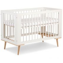 Monmobilierdesign - sofie Lit bébé à barreaux avec sommier réglable 120X60 Blanc