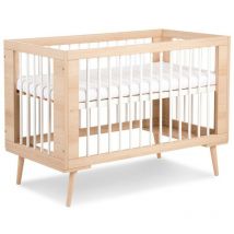 SOFIE Lit bébé à barreaux avec sommier réglable 120X60 Hêtre