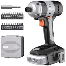 Perceuse Visseuse À Percussion 1/4 ', Pile Hexagonale Avec Batterie 20 V, 10000 Mah, 180 Nm, 3000 Ipm, Y Compris Led, Clip Ceinture Et 21 Accessoires 