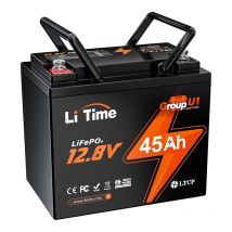 Litime - 12V 45Ah LiFePO4 Lithium Batterie GU1 Größe für Wohnwagen und Trolling-Motoren, Niedertemperatur Abschaltschutz Lithium Akku, 45A bms und