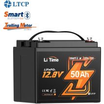 12V 50Ah Batterie Lithium LiFePO4 de Moteur Hors-bord Électrique/Moteur de Pêche à la Traîne Bluetooth Litime Protection à Basse Température, 640Wh