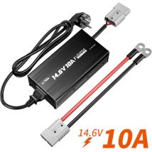 14.6V 10A Lithium Batterieladegerät für 12V Lithium Batterie LiFePO4 Akku, Akkuaktivierung, Mehrstufiger Schutz vor Überhitzung, Verpolung,