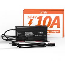 LiTime 58,4V 10A Chargeur de Batterie au Lithium pour 51,2V LiFePO4 Batterie au Lithium