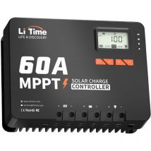 60A mppt 12V/24V/36V/48V Contrôleur de Charge solaire d'entrée dc automatique avec Adaptateur Bluetooth,Contrôleur de Panneau solaire à écran led