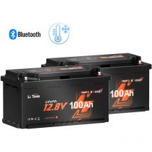 Batterie Lithium LiFePO4 12V 100Ah Bluetooth pour Camping-car, rv, Caravane, Hauteur 190mm, 1280Wh, batterie solaire rechargeable s'insère sous la