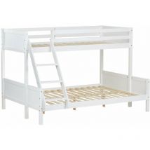 Lits pour enfants superposés 3 couchages avec sommier à lattes 1 lit deux places 140x200 cm et 1 lit une place 90x200 cm LIT06216