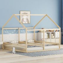 Lits simples 90 x 200 cm, lits plats, modèles maison, lits enfants, lits 2 en 1, naturel