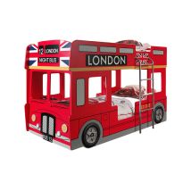 Lit superposé 90x200 Bus Londonien sommier inclus Vipack Car Beds - Rouge