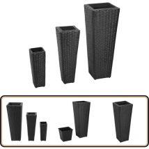 Vidaxl - Lits surélevés de jardin 3 pcs Résine tressée Noir - Jardiniere - Lit Surélevé - Résine Tressée - Jardin - Terrasse