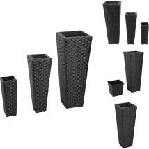 Lits surélevés de jardin 3 pcs Résine tressée Noir - Jardiniere - Lit Surélevé - Résine Tressée - Jardin - Terrasse