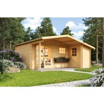 Lasita Maja - Little Rock-Log Cabin, Wooden Garden Room, Timber Summerhouse, Home Office - L558.7 x W480 x H245.1 cm