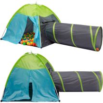 Littletom - Tente de jeux à boules 100x100x90cm avec Tunnel jouet pour enfant Bleu