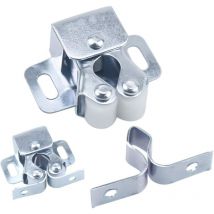 12PCS Fermetures de Porte, Ferme-portes, Fermetures à Double Galet pour Porte battante de Meuble, Loquet Porte d'armoire Double Rouleau Catch Loquet