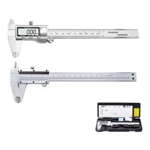 Litzee - 150 mm digitaler Messschieber, großer digitaler Messschieber, LCD-Bildschirm, präzise einstellbar, mit Ersatzbatterie und Schraubendreher