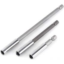 3pcs 1/4' Tige Porte Embouts Magnétique Extension de Vissage Rallonge Perceuse Électrique Tournevis Extension pour Foret Electrique