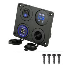 4-in-1-Ladesteckdose, 12 v, 4,2 a, Dual-USB-Ladesteckdose und LED-Voltmeter – Blau